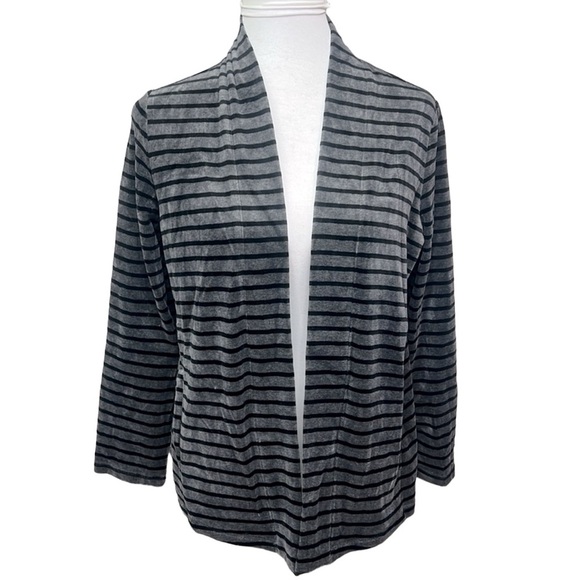 Talbots Velour Striped Cardigan - Picture 2 of 6